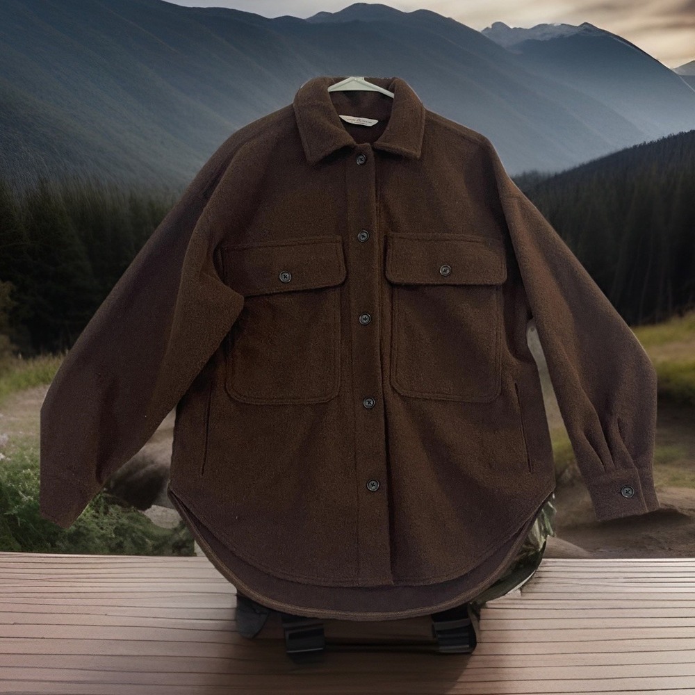Alpine‎ Design Jacket Women's Sz M Brown Fleece Barn Coat \ Shacket 4 Pockets